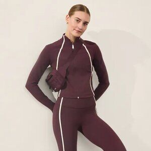 Athleta Salutation Crop Jacket In Cabernet Bone Size Small NWT